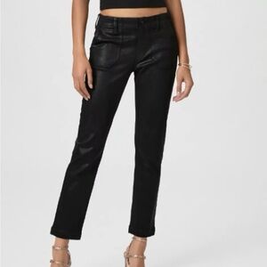 NWT Paige Coated Mayslie Straight Ankle Jeans in Black Fog Luxe